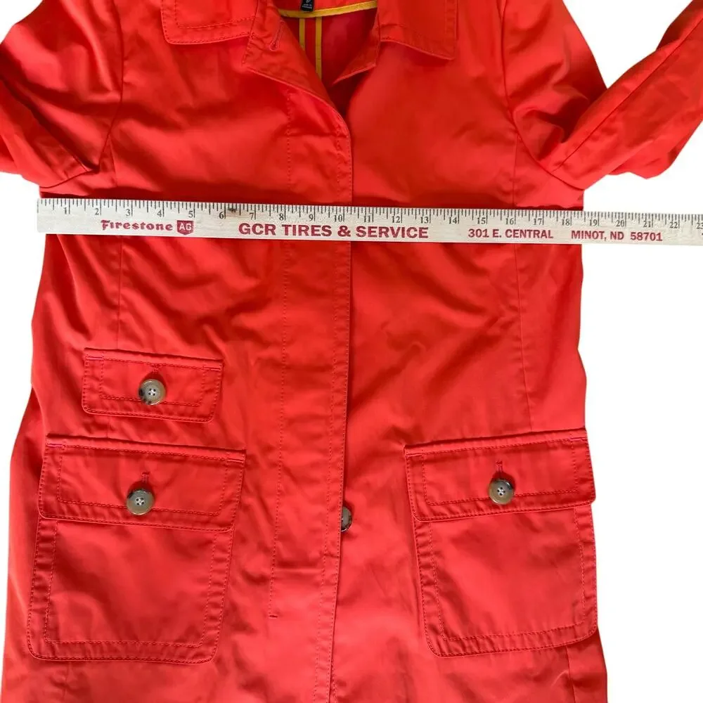 Talbots Coat Modern Mac Petite Size 6 Orange Trench Coat Rain Jacket Pockets
